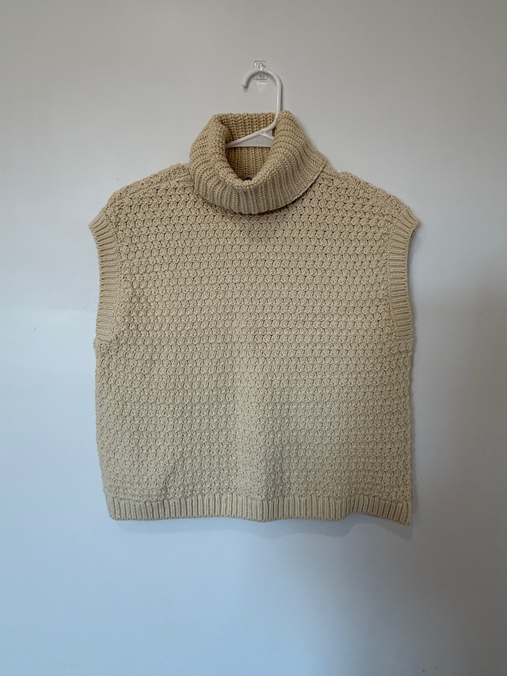 Madewell Cream Sleeveless Turtleneck Knit Vest